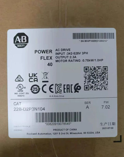 Allen-Bradley 22B-D2P3N104 PowerFlex 40 AC Drive 22BD2P3N104