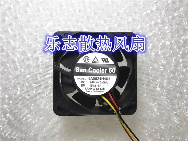 Sanyo San Cooler 60 9A0624H401 DC24V 0.06A 6025 3-Wire Inverter Cooling Fan