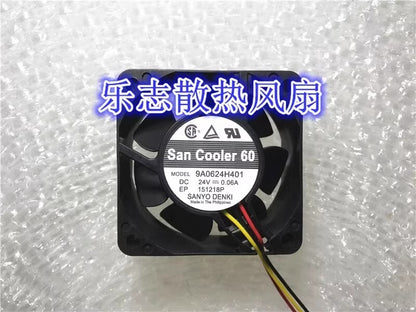 Sanyo San Cooler 60 9A0624H401 DC24V 0.06A 6025 3-Wire Inverter Cooling Fan
