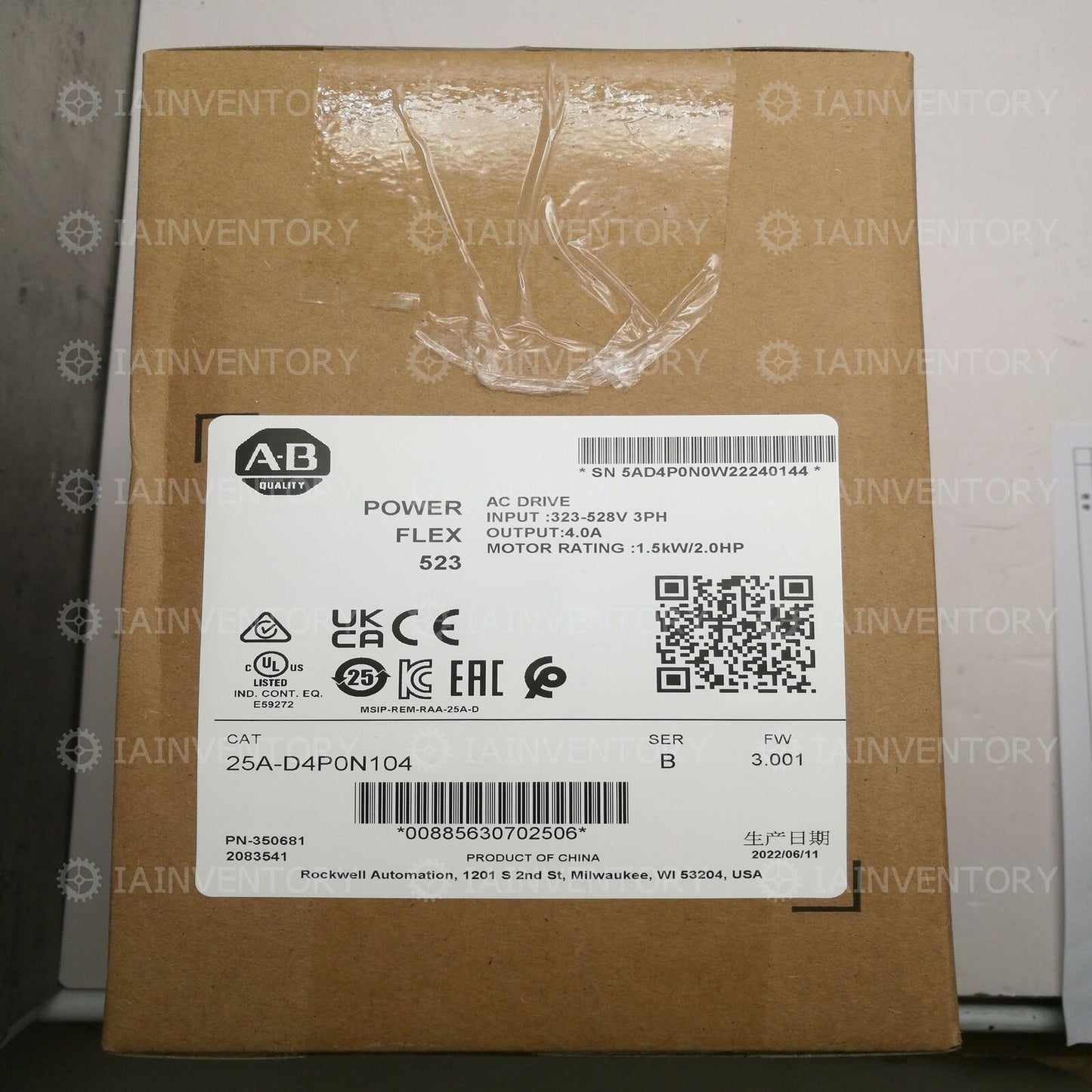 Allen-Bradley 25A-D4P0N104/B 523 AC Drive - 1.5kW, 2Hp - ALLEN-BRADLEY