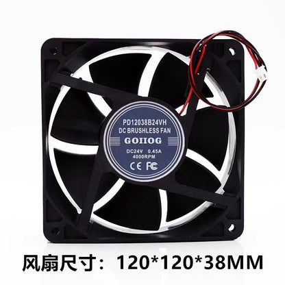 GOIIOG PD12038B24VH DC24V 0.45A 2-Wire Silent Cooling Fan