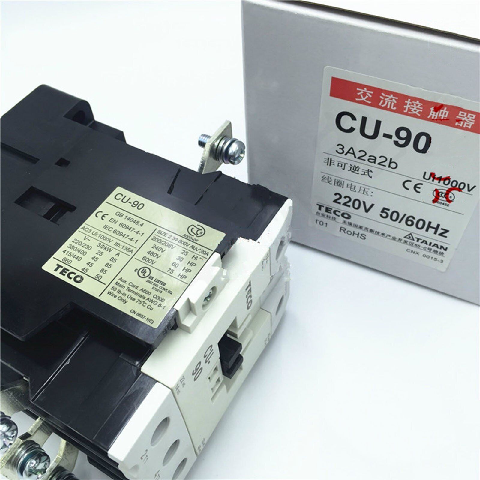 new CU-90 220V  For TECO AC contactor In Box TECO