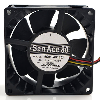 1pcs Sanyo 9G0824H1E03 8038 24V 0.42A 3-wire cooling fan