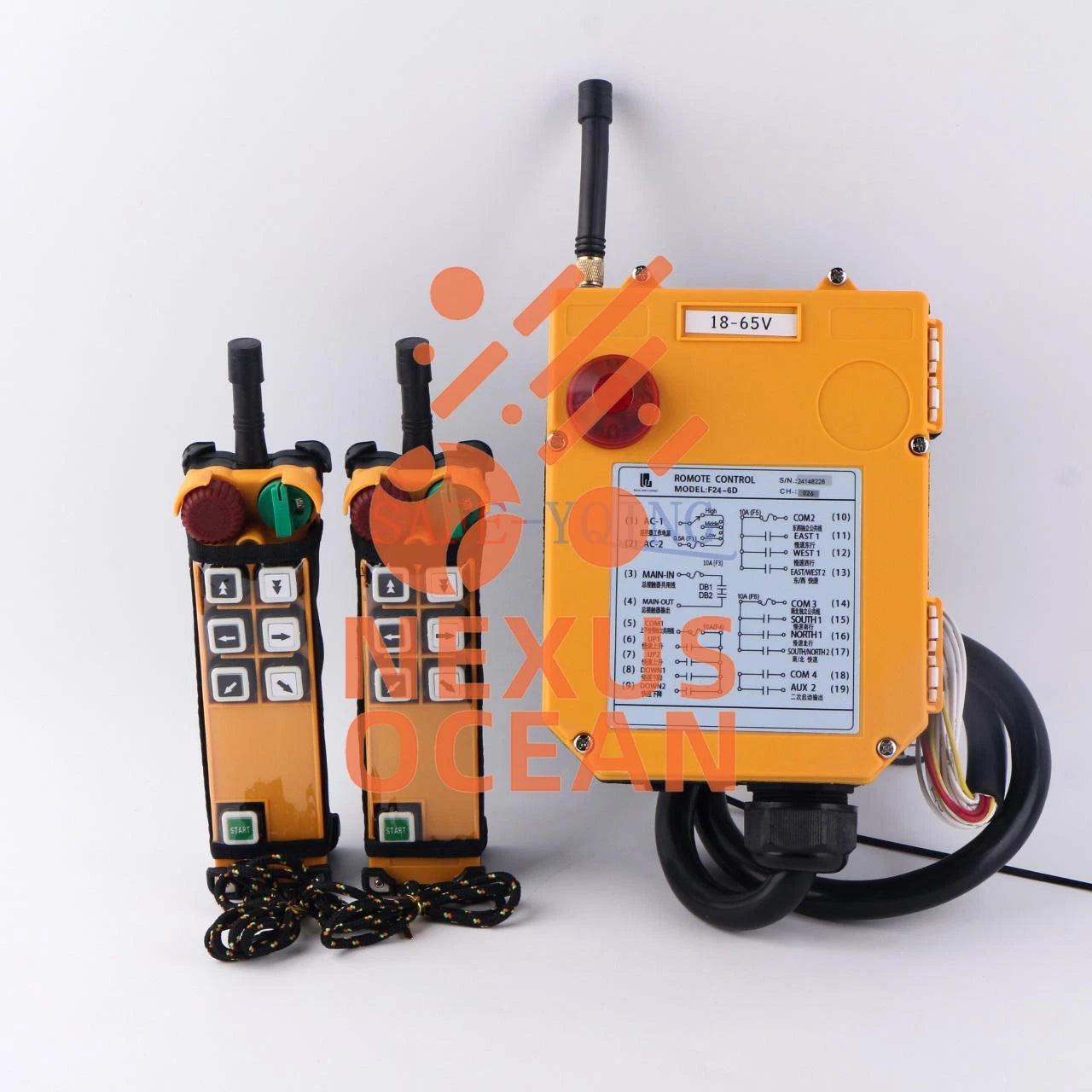2 Emitter +1 Receiver Hoist Crane Radio Wireless Remote Control F24-6D 18~65V