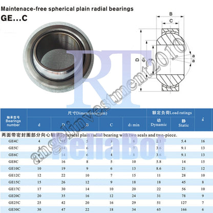 10pcs GE12C Spherical Plain Radial Bearing 12x22x10mm GE...C