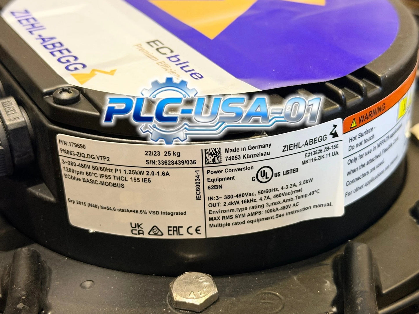 1PCS ZIEHL-ABEGG FN063-ZIQ.DG.V7P2 Axial-Flow Fan Deliver quickly