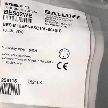 Balluff Proximity Switch BES M12EF1-PSC10F-S04G-S - BALLUFF