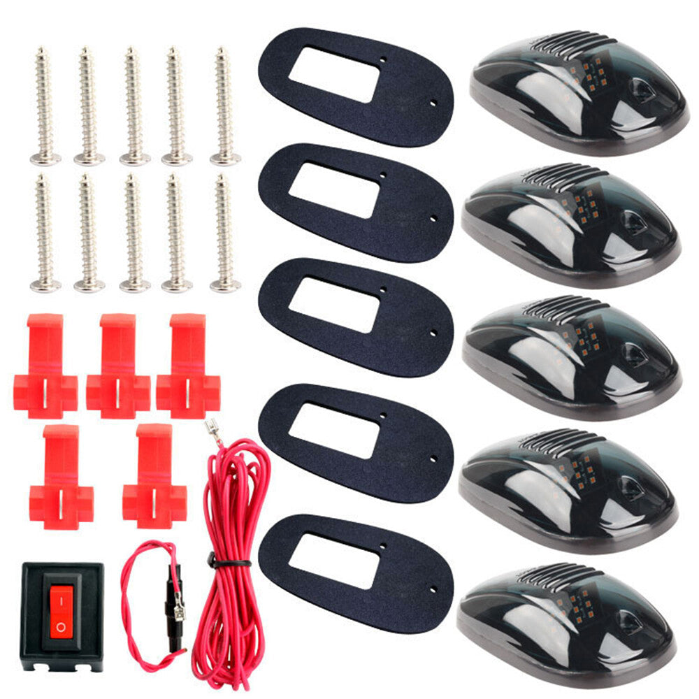 5×Smoked LED Roof top Cab Running Marker Light For Ford F150 F250 Truck Cab