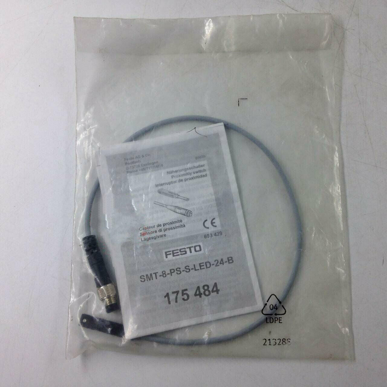 New FESTO Proximity Sensor 175484 SMT-8-PS-S-LED-24-B Fast - FESTO
