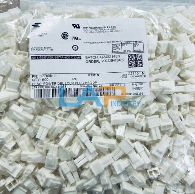 600 Pcs AMP Connector 177898-1 Rubber Housing 2P 3.96MM Spacing - KOEED
