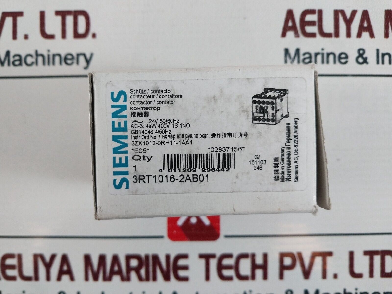 new Siemens 3RT1016-2AB01 Sirius Contactor,3-Pole Coil 24VAC 50/60Hz