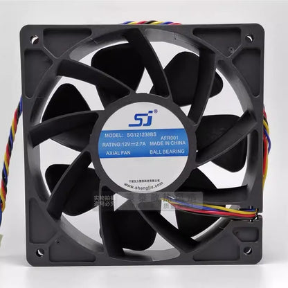 SJ SG121238BS DC12V 2.7A 4-Wire Silent Cooling Fan