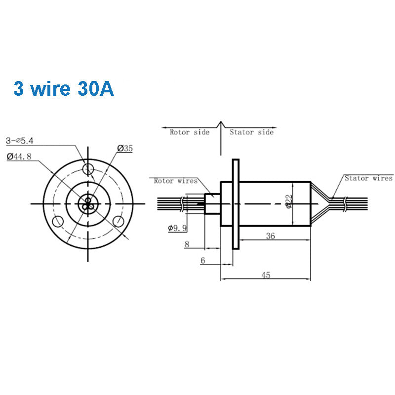 High Current Conductive Slip Ring Electric Rotary Joint 2-12 Wires 2A-60A
