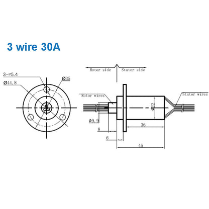 High Current Conductive Slip Ring Electric Rotary Joint 2-12 Wires 2A-60A