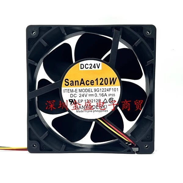 Sanyo 9G1224F101 12038 DC24V 0.16A 120*120*38MM 3-Wire Inverter Cooling Fan