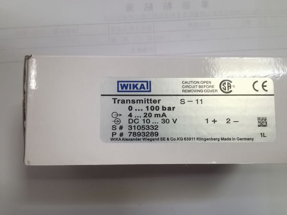 Wika S-11 100Bar Pressure Transmitter – Industrial Pressure Gauge - WIKA