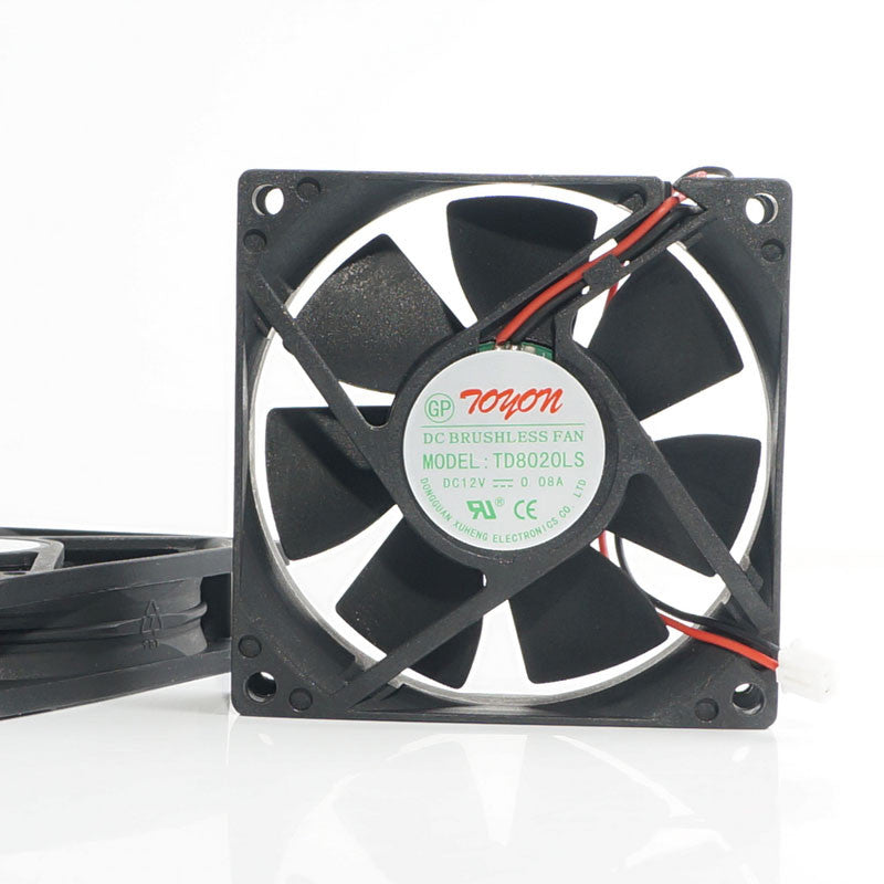 new TD8020LS 12V 0.08A 8CM Fan for drinking machine 8020 80*80*20MM 2-pin