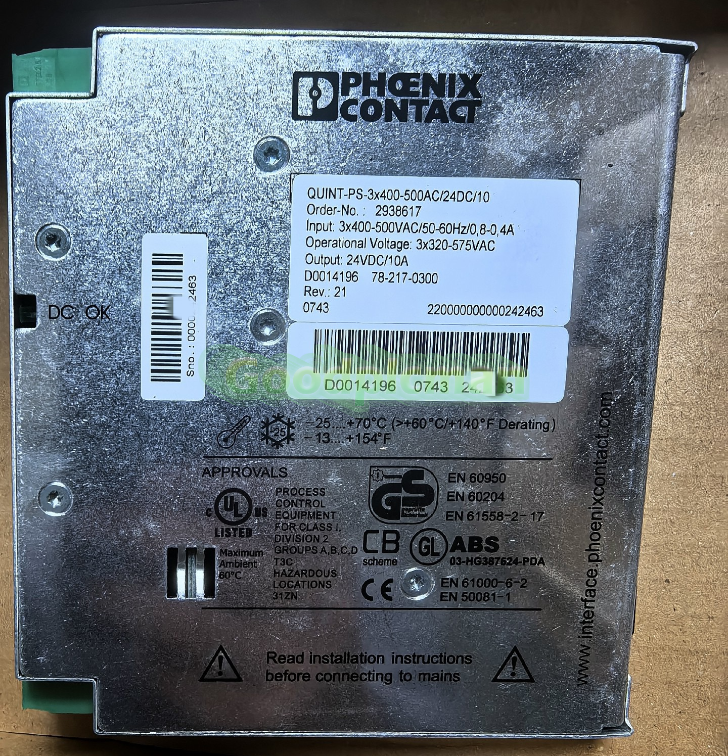 1PC PHOENIX CONTACT QUINT-PS-3X400-500AC/24DC/10 2938617 Power Supply