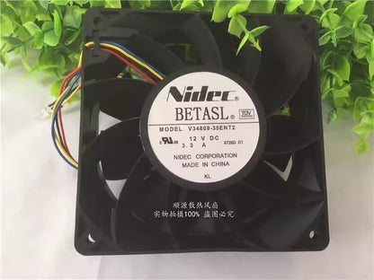 Nidec V34809-35ENT2 DC12V 3.3A 120*120*38MM 4-Wire Silent Cooling Fan