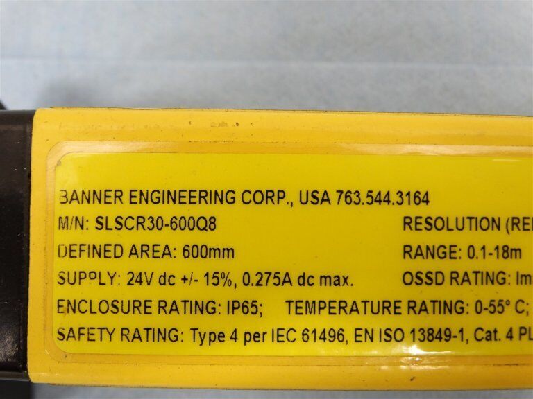 BANNER SLSCR30-600Q8 SAFETY CURTAIN LIGHT RECEIVER (63260 - USED) - BANNER