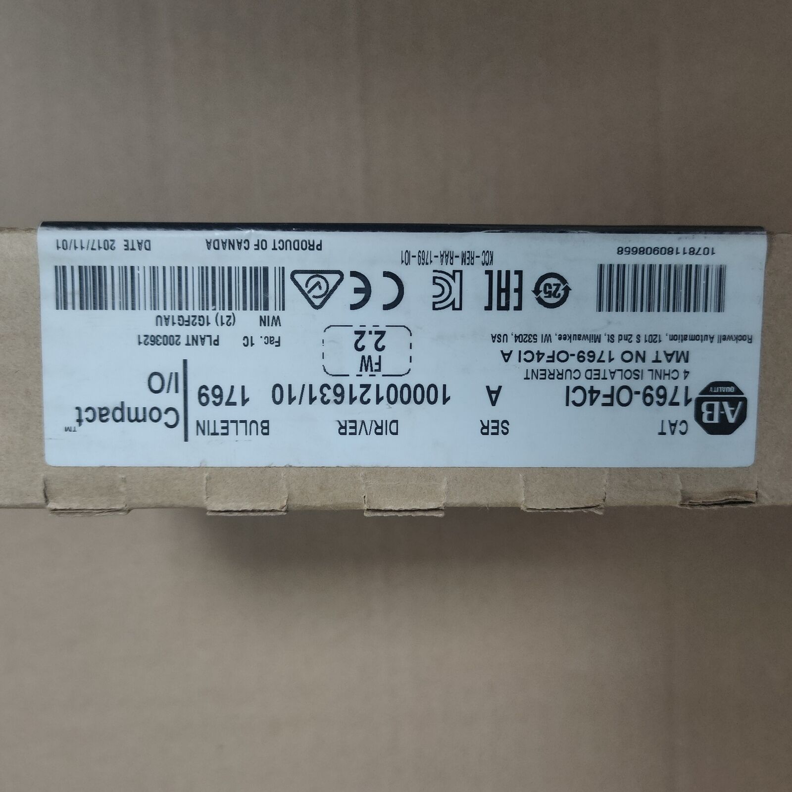 New Factory Sealed Logix 1769OF4CI Compact Current Module 4Pt 1769OF4CI - LOGIX