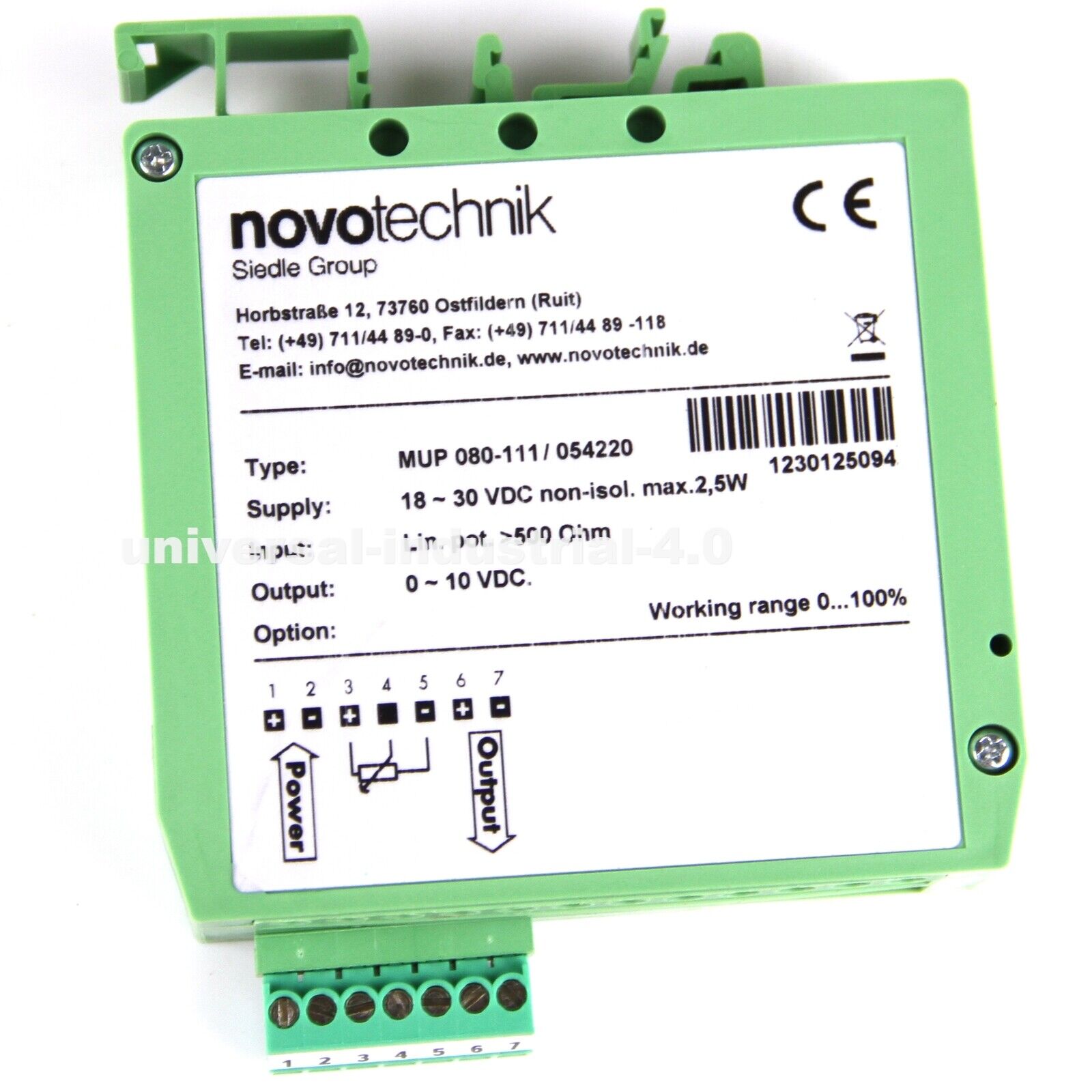 NOVOTECHNIK MUP-080-111 Signal Conditioner - NOVOTECHNIK