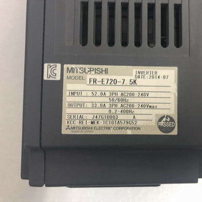 Mitsubishi Inverter FR-E720-7.5K Used - MITSUBISHI