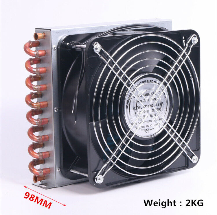 new Refrigerator condenser 7mm copper tube aluminum fin 2*9*193 with 220V 150MM fan - KOEED
