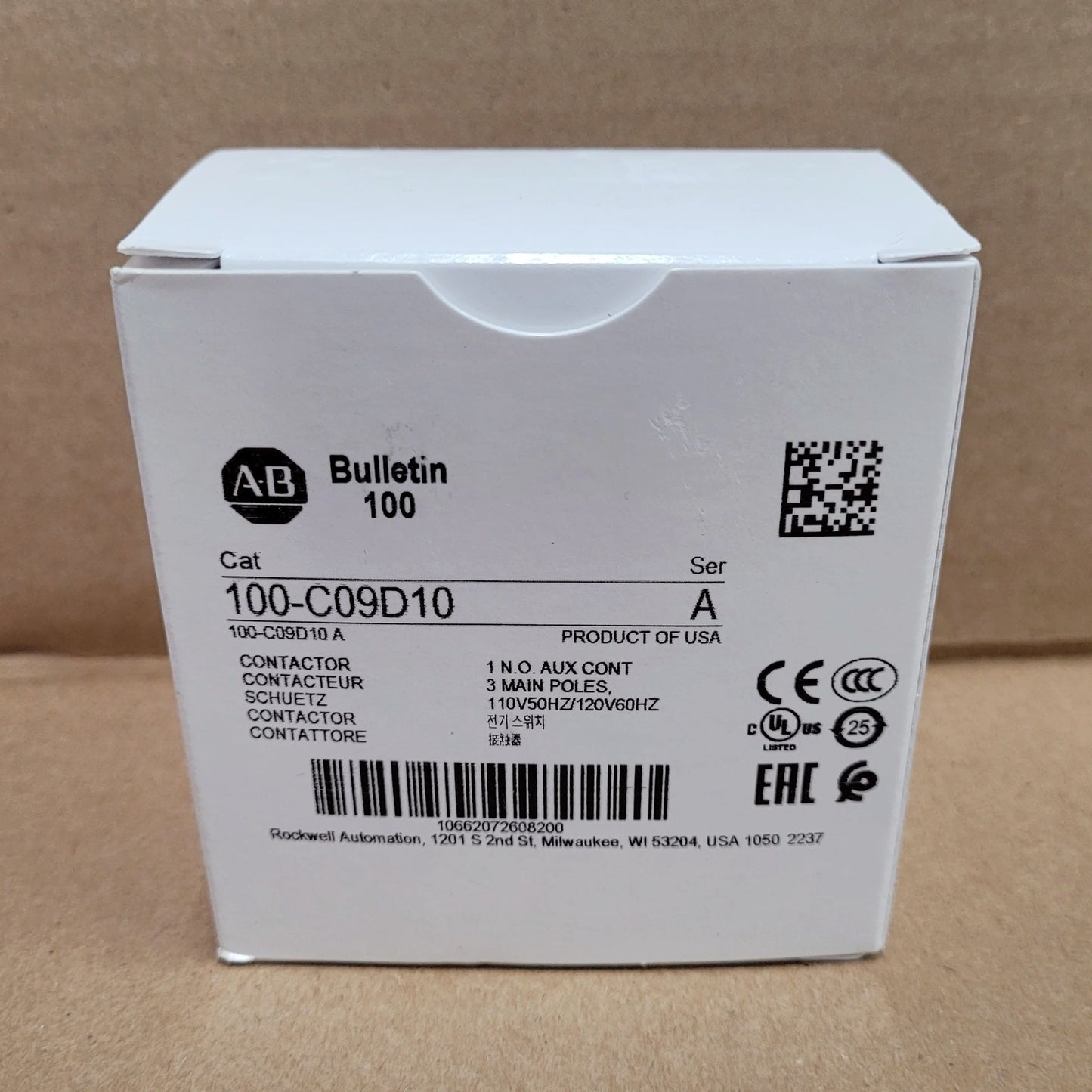 New Allen Bradley 100-C09D10 IEC Contactor 9Amp 120VAC - ALLEN BRADLEY