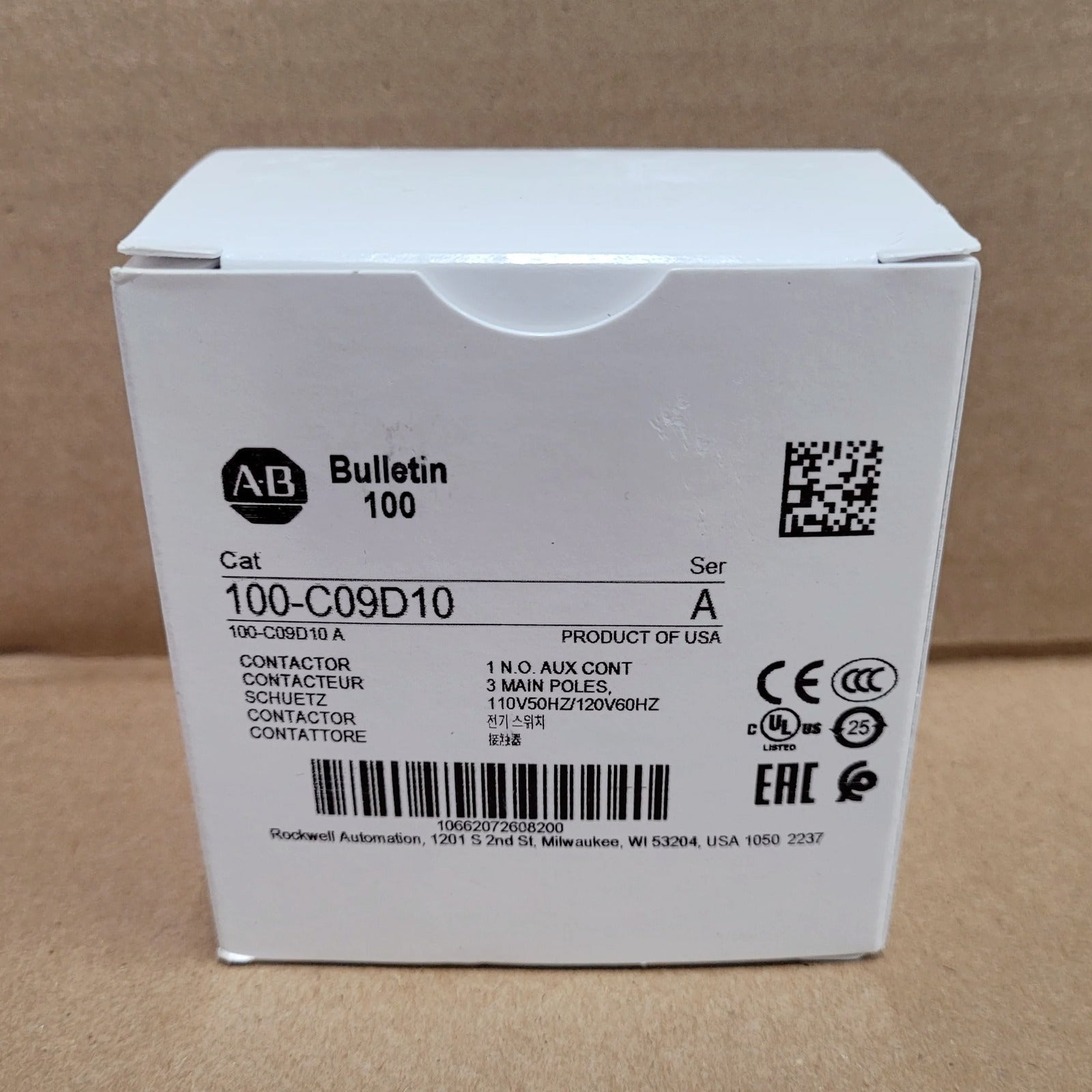 New Allen Bradley 100-C09D10 IEC Contactor 9Amp 120VAC - ALLEN BRADLEY