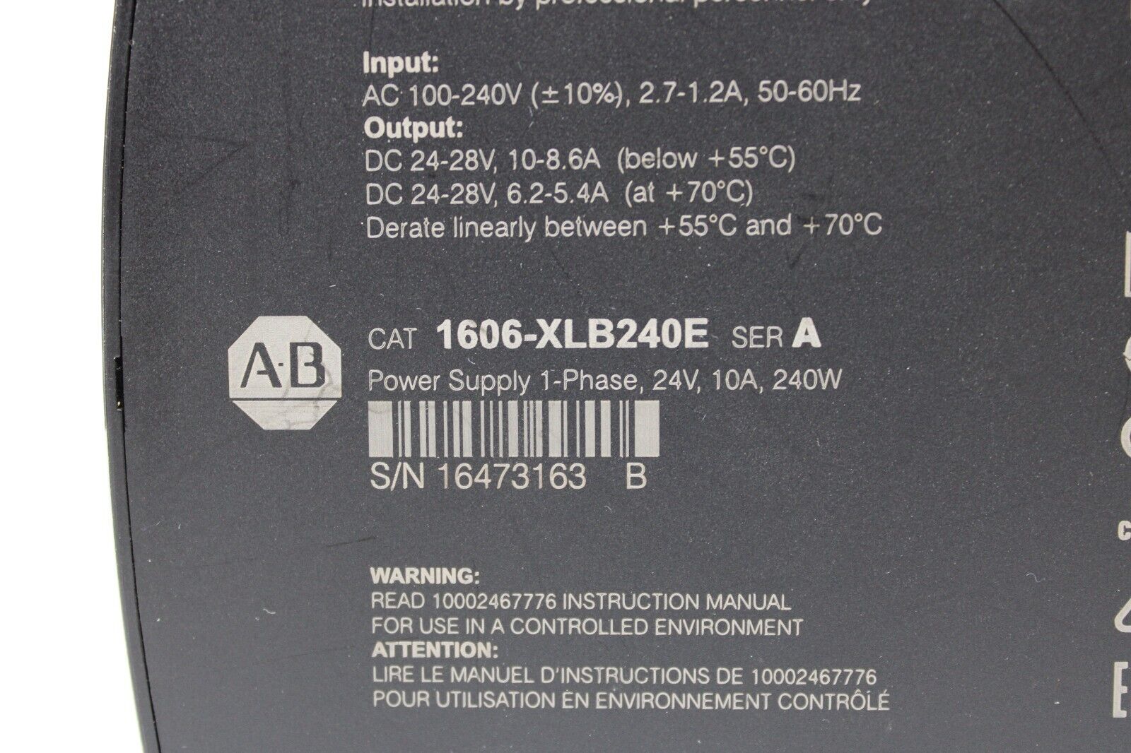 used Allen Bradley 1606-XLB240E Power Supply - ALLEN BRADLEY