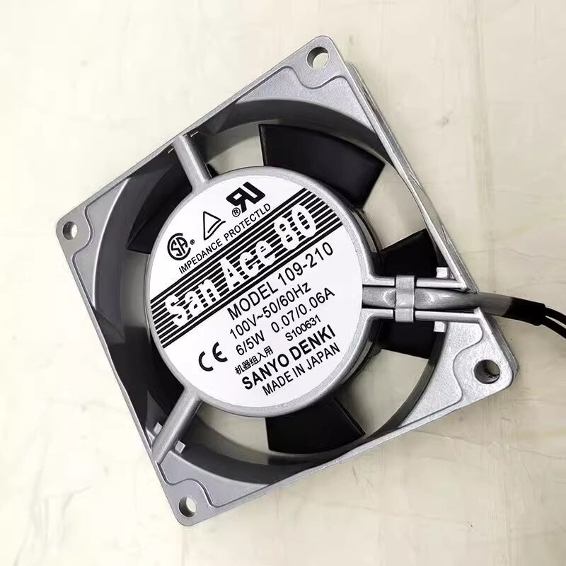 Sanyo 109-210 100V 0.07A/0.06A 6/5W 8025 8CM Metal Frame Cooling Fan