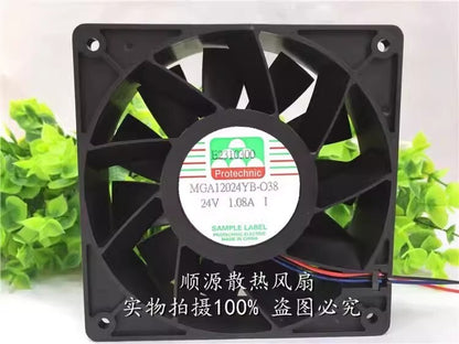 MAGIC MGA12024YB-O38 12038 DC24V 1.08A 12CM 3-Wire Silent Cooling Fan