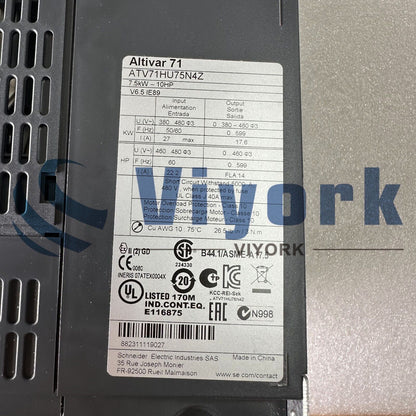 new Schneider ATV71HU75N4Z VARIABLE SPEED DRIVE ALTIVAR 71 480VAC 7.5KW 10HP - SCHNEIDER
