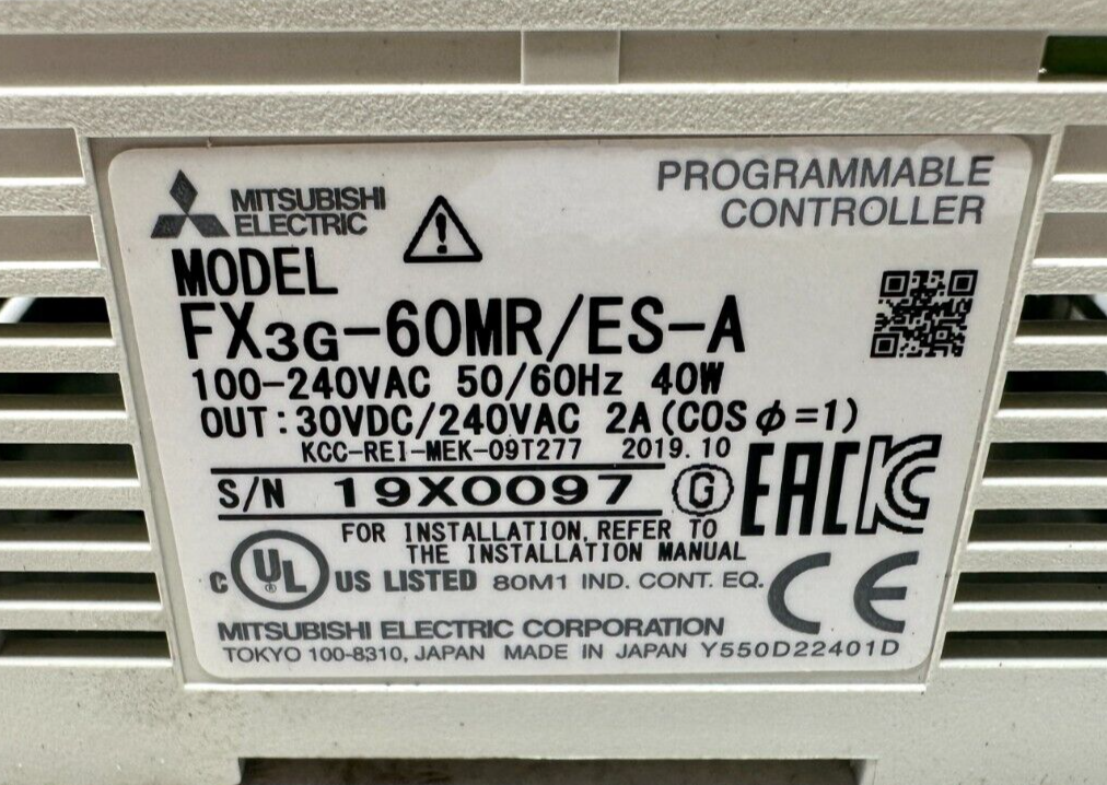 used Mitsubishi FX3G-60MR/ES-A Controller - MITSUBISHI