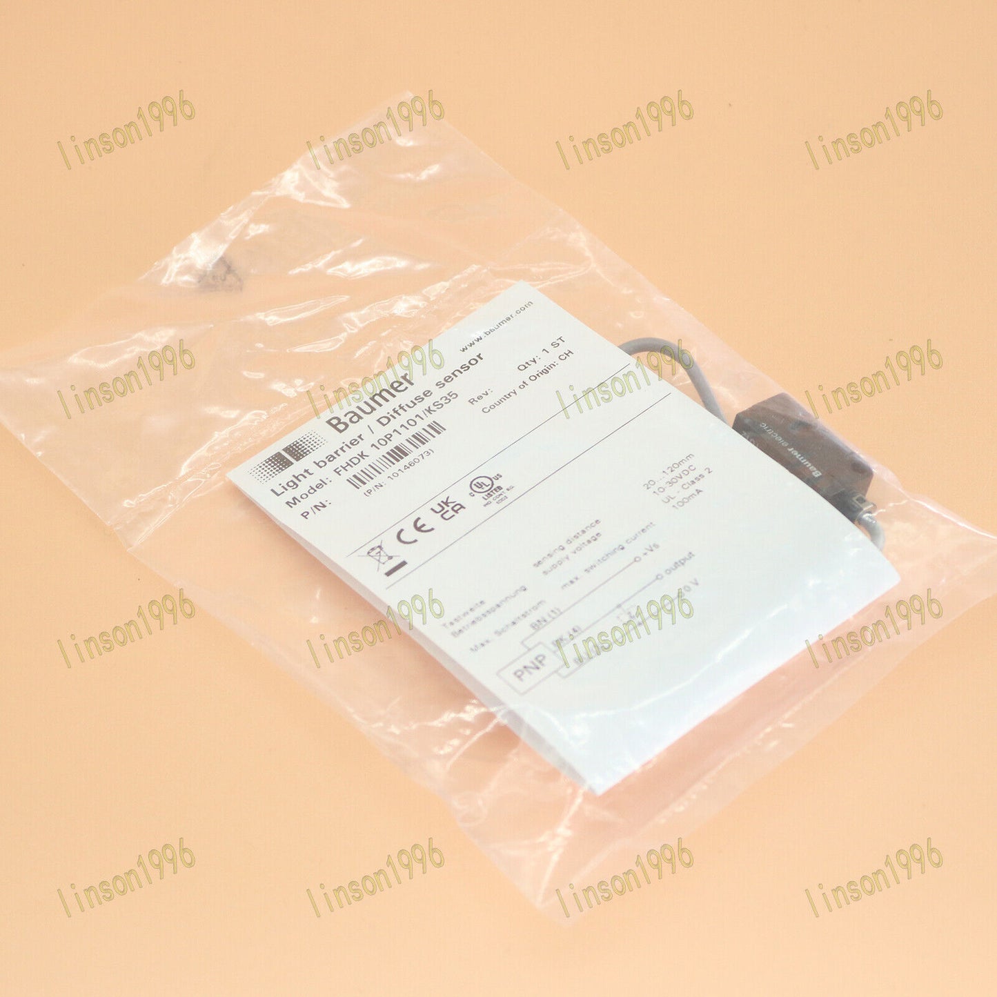 One Baumer FHDK 10P1101/KS35 Photo Electric Sensor 10-30VDC SHIP - BAUMER