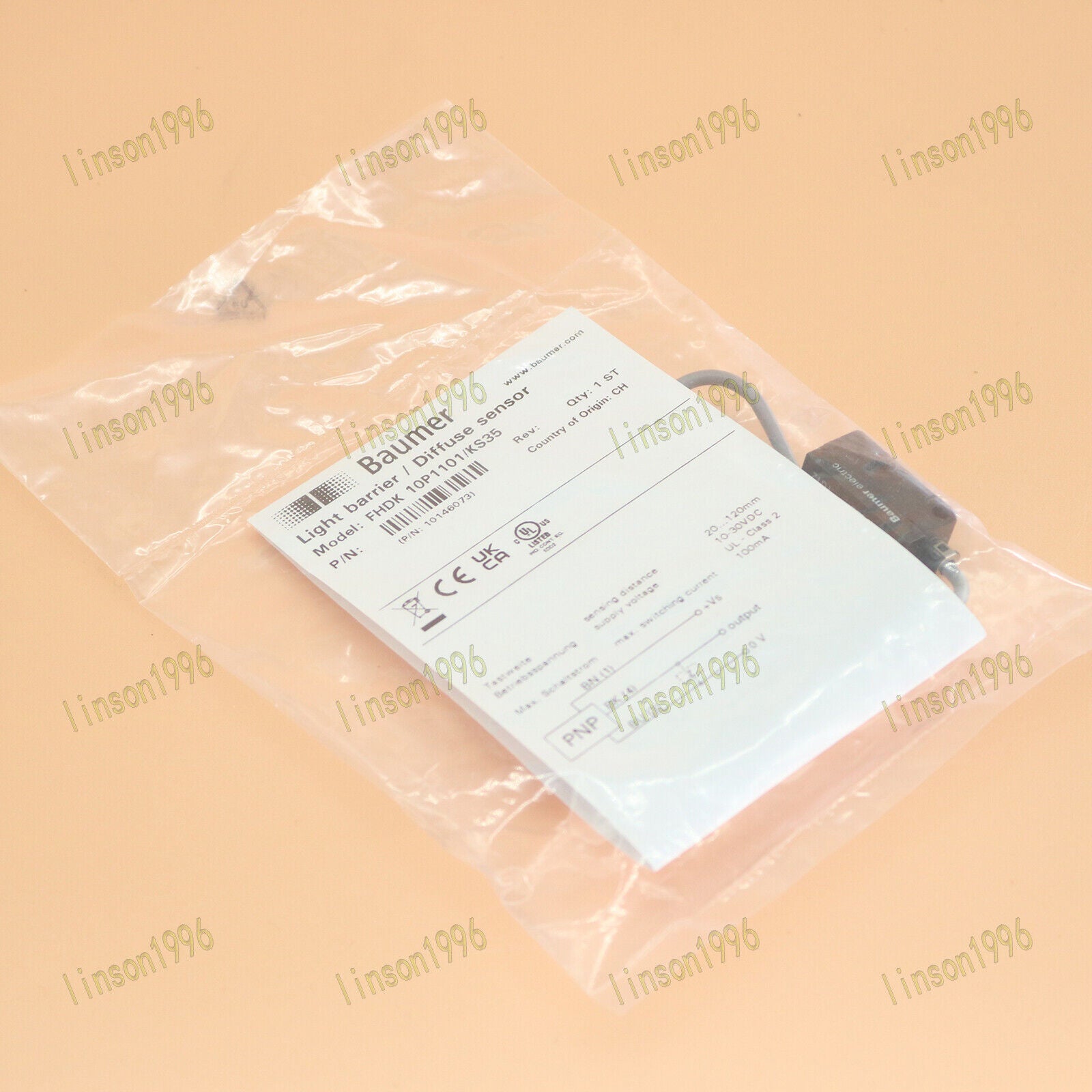 One Baumer FHDK 10P1101/KS35 Photo Electric Sensor 10-30VDC SHIP - BAUMER