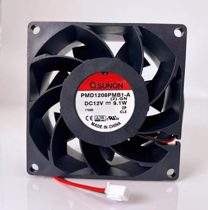 SUNON PMD1208PMB1-A.(2).GN 8038 DC12V 9.1W 2-Wire Dual Ball Cooling Fan