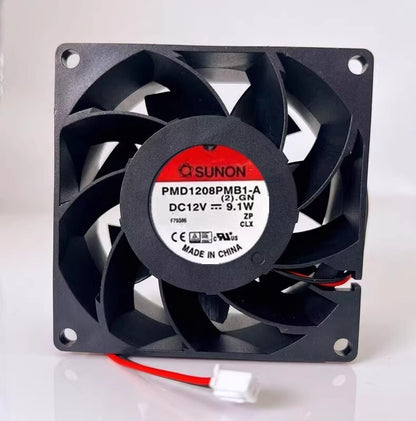 SUNON PMD1208PMB1-A.(2).GN 8038 DC12V 9.1W 2-Wire Dual Ball Cooling Fan