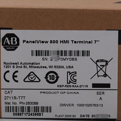 New AB 2711R-T7T New Factory Sealed 7-INCH HMI TERMINAL - PANELVIEW