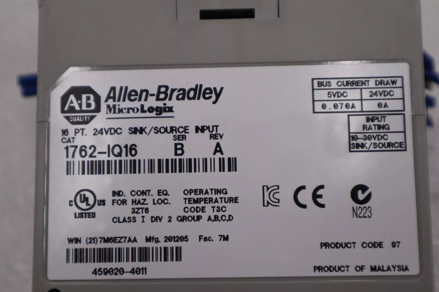 Sealed AB 1762 IQ16 MicroLogix 16 PT 24V DC Input Surplus In Box - MICROLOGIX