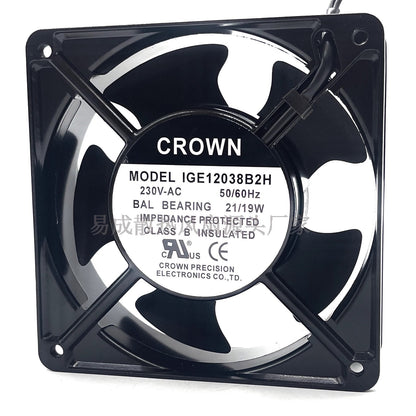 CROWN IGE12038B2H AC230V 21/19W Axial Cooling Fan for Enclosures and Cabinets
