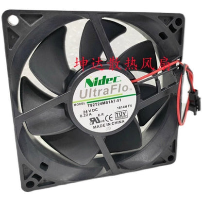 NIDEC T92T24MS1A7-51 9025 DC24V 0.22A 9CM 2-Pin Inverter Cooling Fan