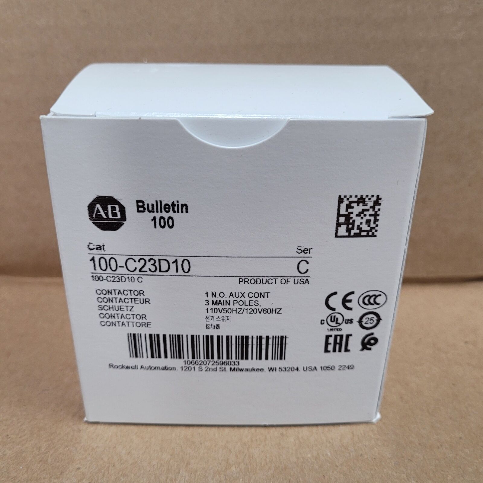 Allen Bradley 100-C23D10 110/120V AC Contactor - New - ALLEN BRADLEY