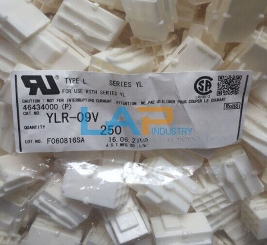 250pcs JST Connector YLR-09V 9-Pin Rubber Shell with 4.5mm Spacing - JST