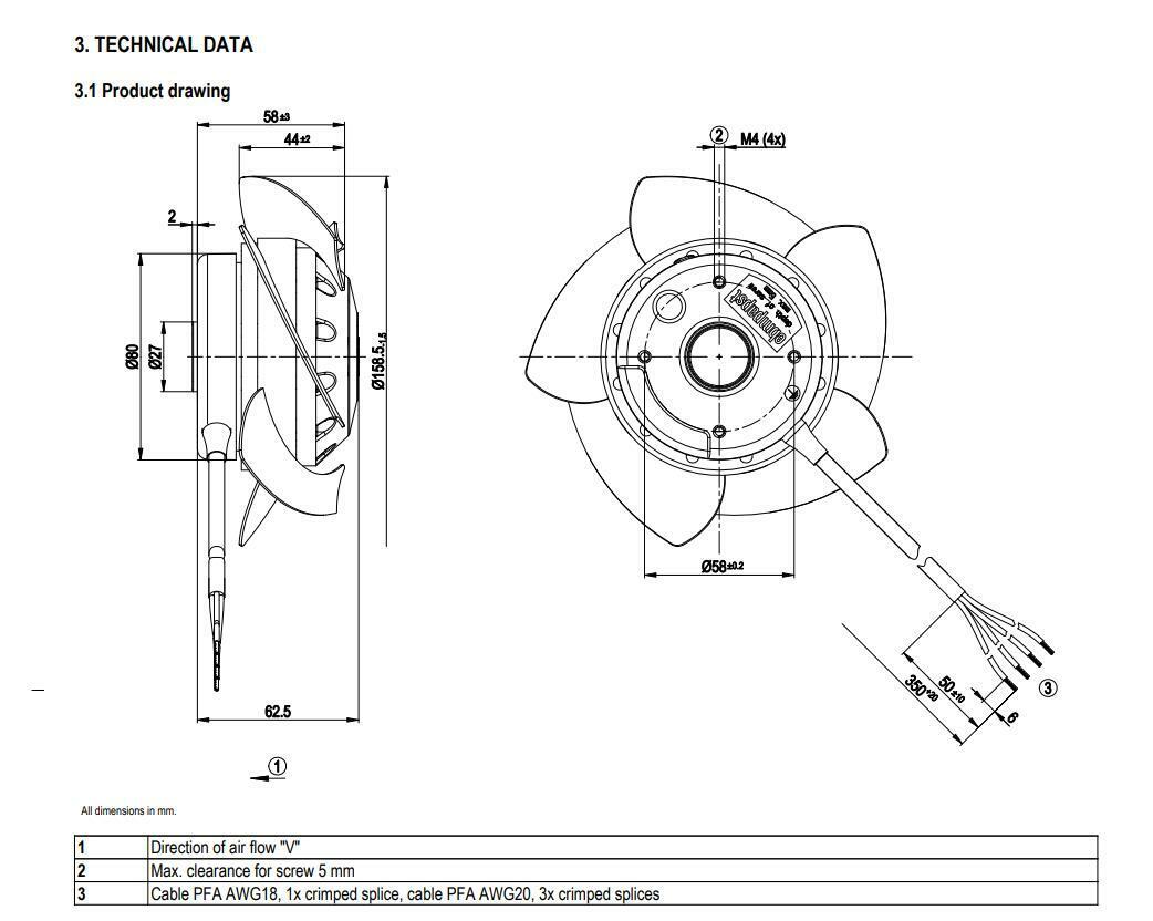 new Replacement For W2D160-EB22-18 Axial Fan 400V Siemens Servo Spindle Motor