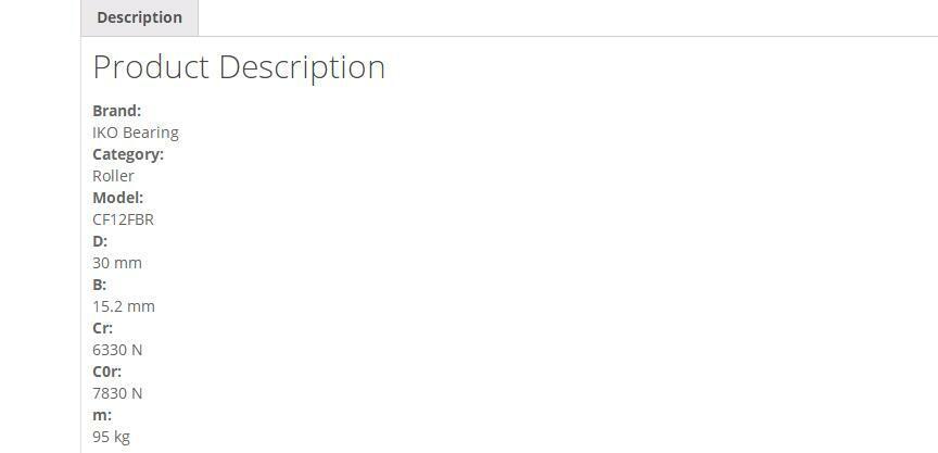 IKO CF12FBR Metric Cam Follower 12x30x14mm - IKO