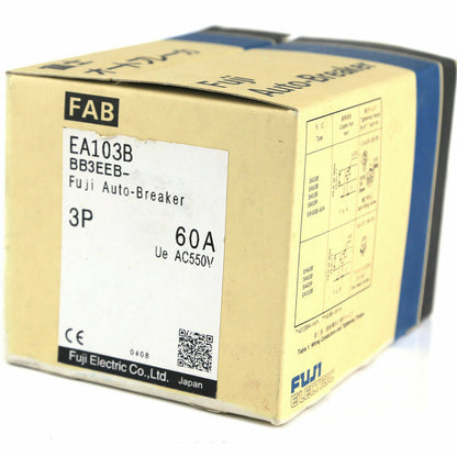 NEW FUJI EA103B 3P 60A Circuit Breaker with 600/600 V AC 100 A 60 A 100 ms 1000 C - FUJ ELECTRIC