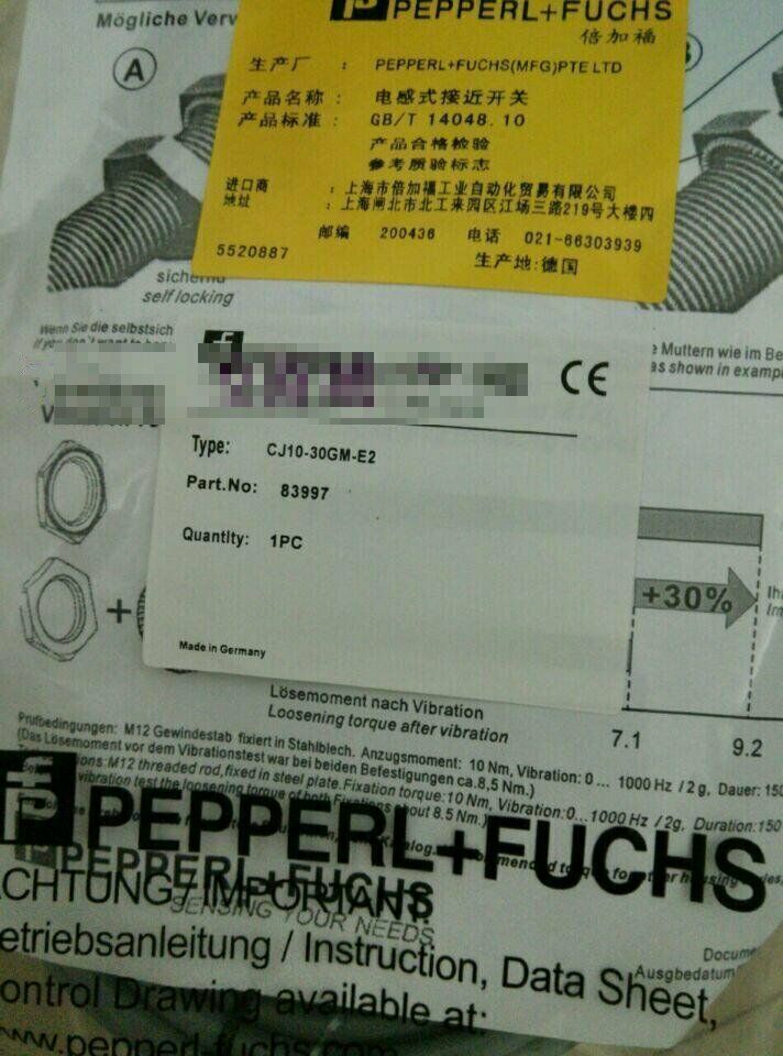 CJ10-30GM Proximity Switch - PEPPERL+FUCHS