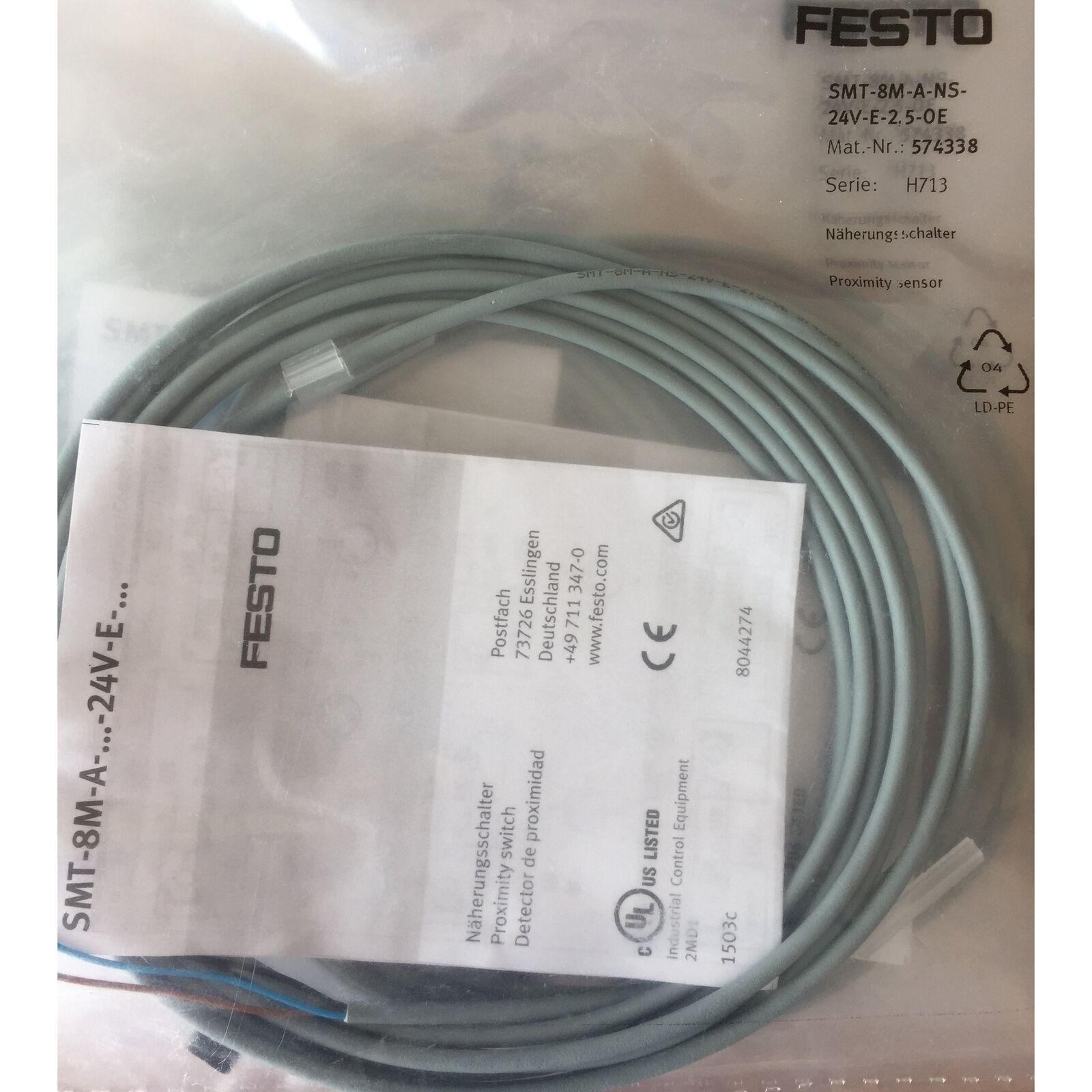 FESTO Magnetic Switch SMT-8M-A-NS-24V-E-2,5-OE Fast - FESTO